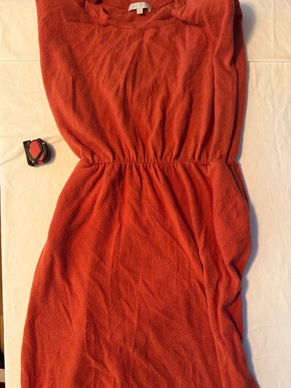 Sleeveless Orange Midi Dress with Elastic Waist